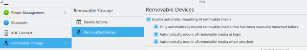 Systemsettings Removable Devices subpage