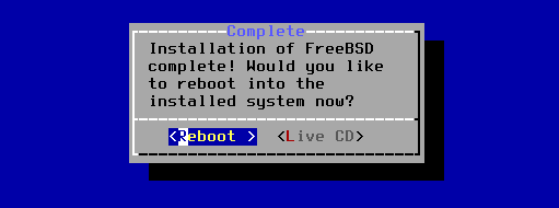 FreeBSD installation complete