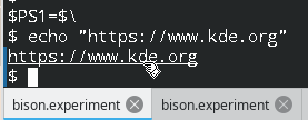Konsole displaying URLs
