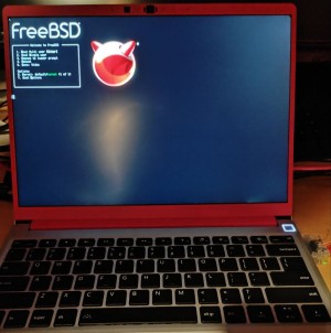 Framework 13 AMD DIY build with FreeBSD 14.2 boot screen. It sure looks like it could be Doom.